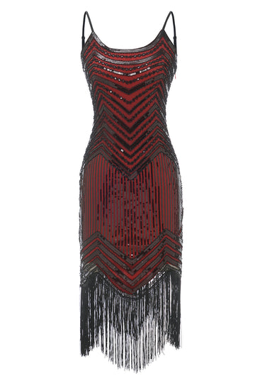 Noir Rouge Spaghetti Sangles 1920s Robe